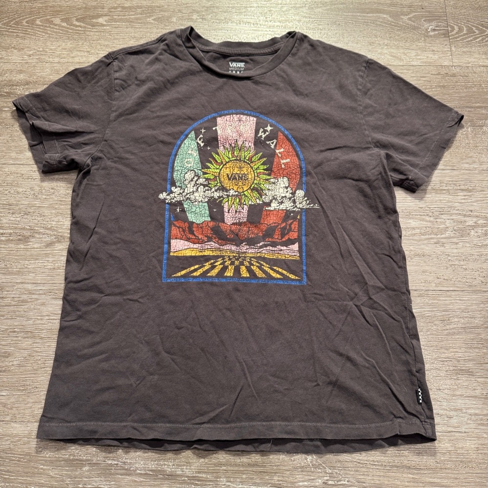 Vans Shirt Mens Medium Black Cotton Off The Wall World Tour Graphic Skate Tee